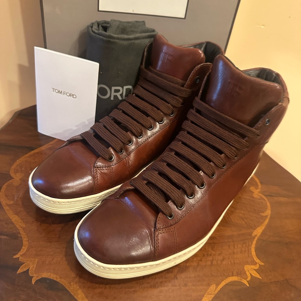 Tom Ford Men's Brown Russel Leather Sneakers 10UK 11 US